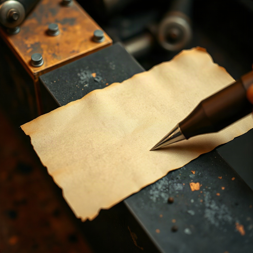 Paper template on steel bar